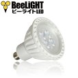 BeeLIGHTのLED電球「BH-0511M-WH-WW-25」の商品画像。電球のスペック：口金サイズE11、消費電力5W、JDRφ50mm、ケルビン数2700k（電球色）、中角25°、ハロゲンランプ40W相当、ボディカラー白。