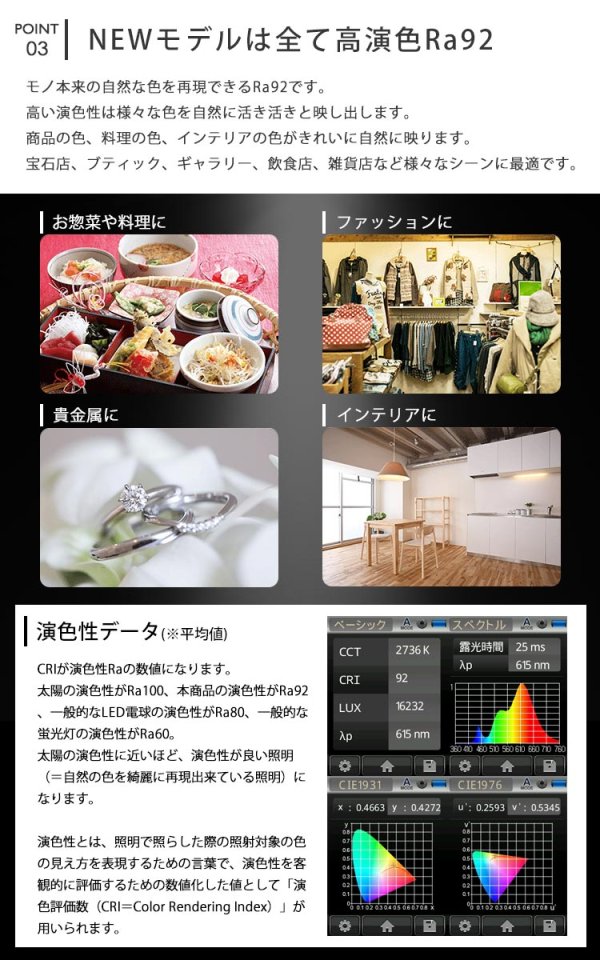 画像8: 【即納】ダクトレール用スポットライトショート器具セット LED電球 E11 高演色Ra92 非調光 フリッカーフリー 狭角15° Blackモデル 電球色2700K 520lm 7W(ダイクロハロゲン60W相当) JDRφ50タイプ + LCX100E112BKショートセット 2年保証