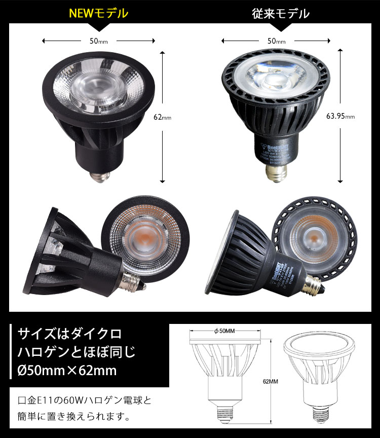 BeeLiGHT 口金E11 LED電球のNEWモデル「BH-0711AN-BK-WW-Ra92-15D」