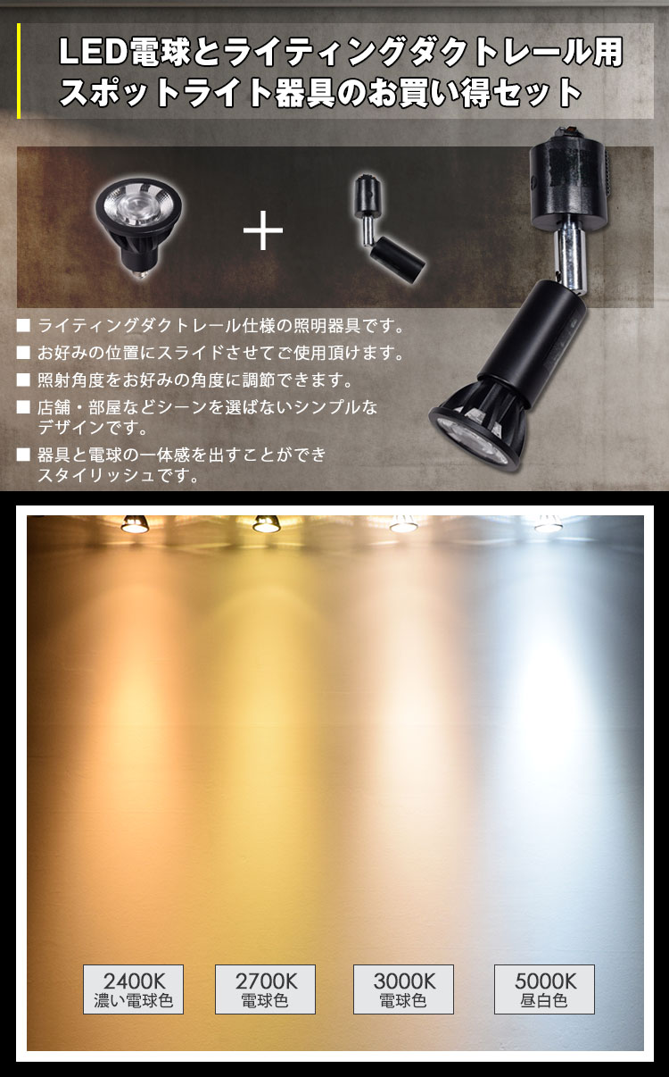 LED電球とライティングダクトレール用スポットライト器具のお買い得セット