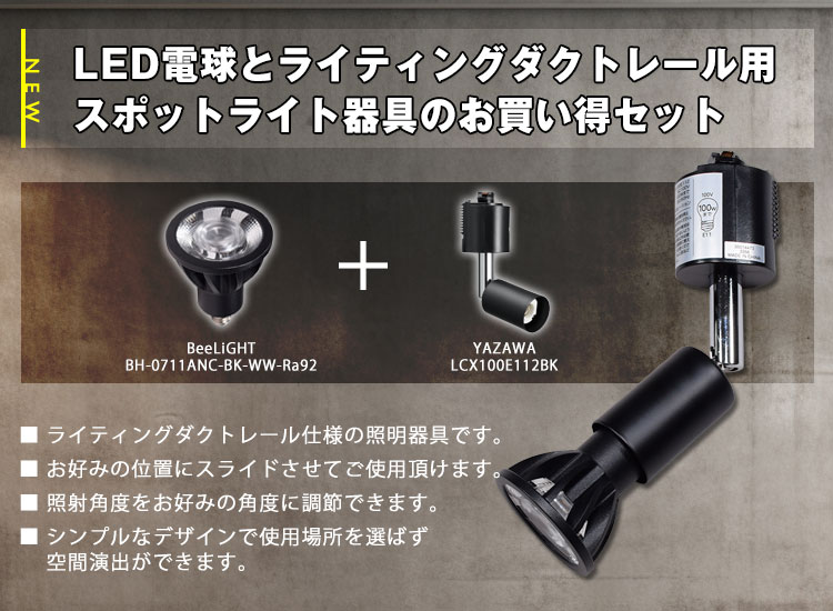 LED電球とライティングダクトレール用スポットライト器具のお買い得セット