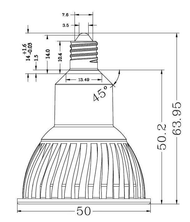 BeeLIGHTのLED電球「BH-0711N-WH-WW」の姿図