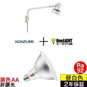 画像: 【防雨型エクステリアライト用器具セット】 LEDビーム電球 口金E26 【高演色 クラス2】 【演色AA】 高演色Ra92 非調光 フリッカーフリー ノイズレス 防塵 防水 仕様 IP65 昼白色5000K 15Ｗ ビーム球160Ｗ相当 ビーム角度120° PAR38 + コイズミ XUE941152 器具セット 2年保証 工事必要 同梱不可【送料無料対象外商品】