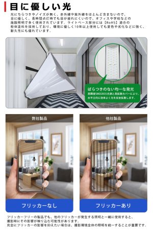 画像5: 【即納】【3年保証】 LEDベースライト 幅230mm ワイドタイプ 蛍光灯 40W型 2灯相当 50W 8000lm 逆富士型 器具一体型 直管タイプ 天井直付け 高輝度 演色性Ra84 昼白色(5000K)/昼光色(6000K) 照射角度180° 薄型 フリッカーフリー ノイズレス 同梱不可