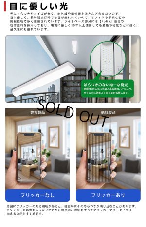 画像5: 【即納】【3年保証】 LEDベースライト 蛍光灯 20W型 2灯相当 16W 2560lm トラフ型 器具一体型 直管タイプ 天井直付け 高輝度 演色性Ra84 昼白色(5000K)/昼光色(6000K) 照射角度180° 薄型 フリッカーフリー ノイズレス 同梱不可