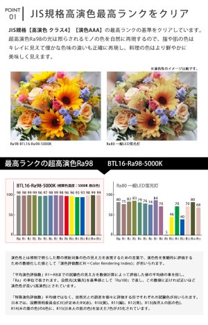 画像4: 【即納】LED蛍光灯 16W(従来型40W相当) 【高演色 クラス4】 【演色AAA】 高演色Ra98 グロー式工事不要 口金G13 フリッカーフリー ノイズなし CISPR11 CISPR15 サージ2KV対応 色検査 1800lm 昼白色5000K 両側給電方式 2年保証 同梱不可【送料無料対象外商品】