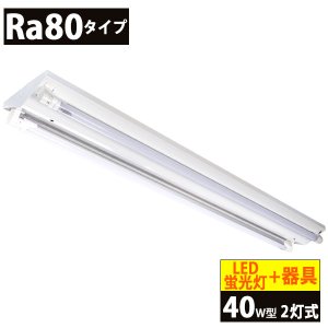 送料無料(一部地域を除く) LED蛍光灯Ra92タイプ40W型2本＋器具 逆富士